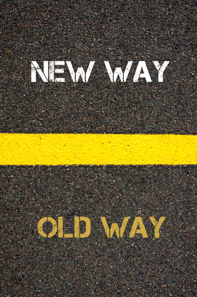 New way old way asphalt road